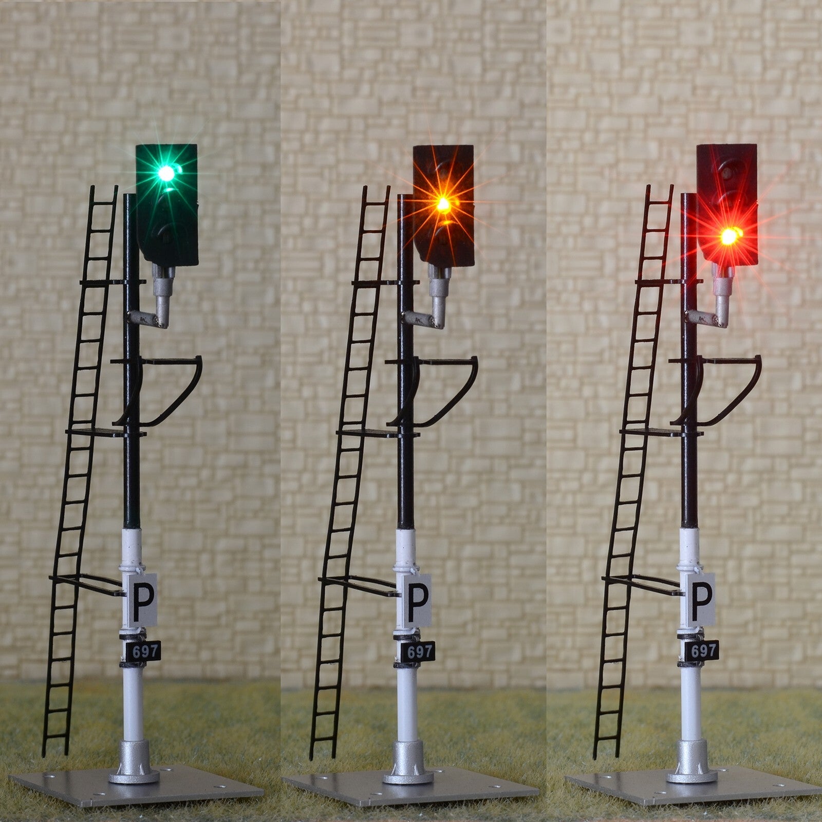 1 x HO scale model railroad European block signal light 3 aspects metal #ES3F