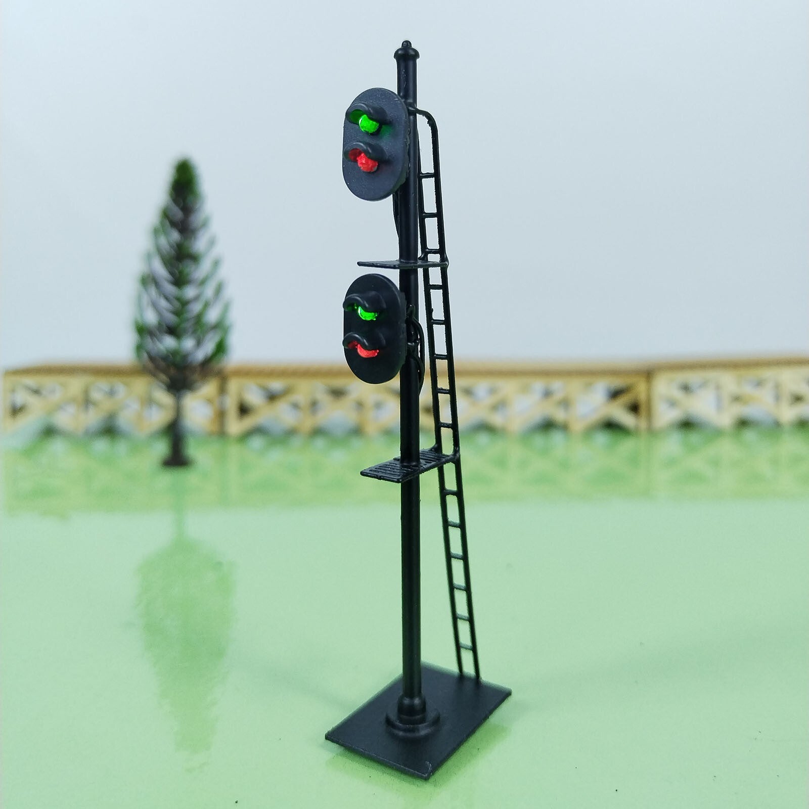 1 x HO scale model railroad 2 heads 2 aspects block signal LED made #K22SrBK