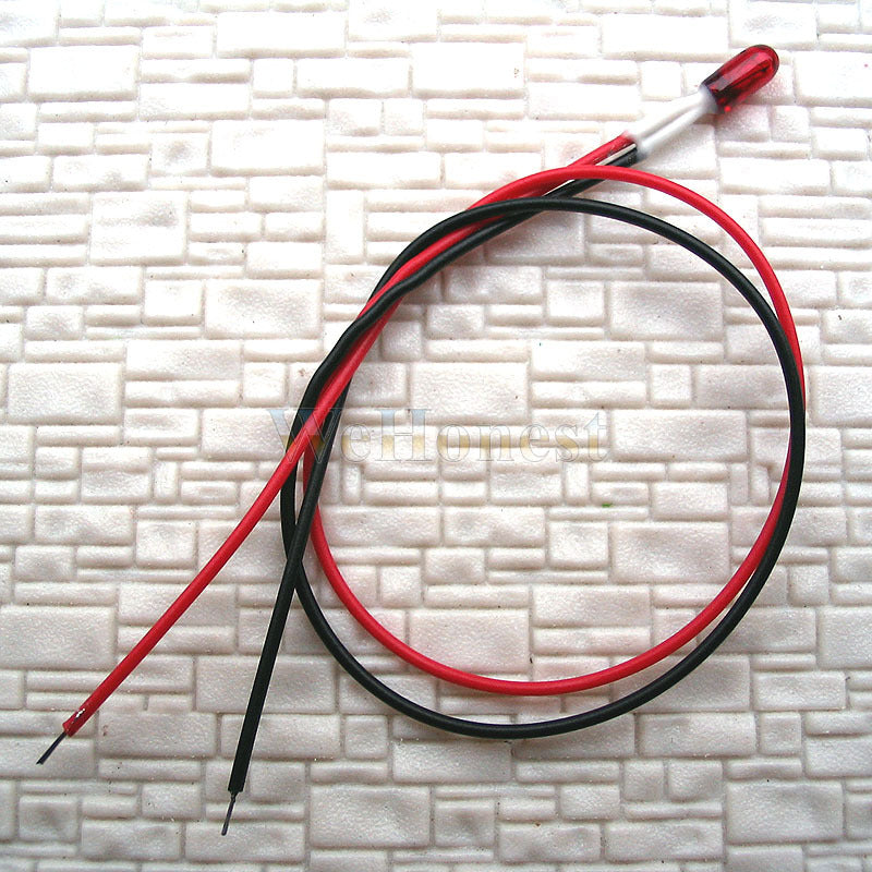 Grain of Wheat = 20 pcs 3mm Red 12V 80mA wired Bulbs