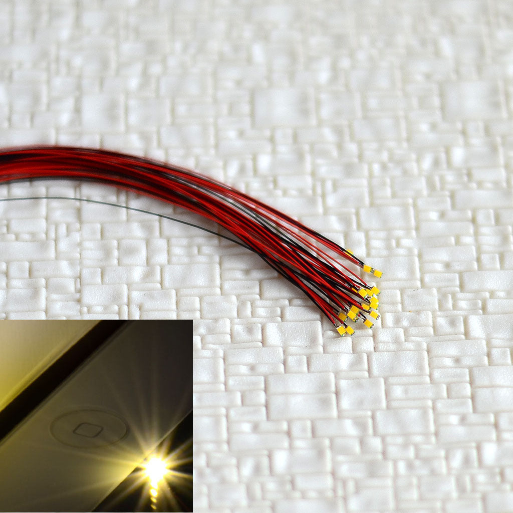 15 pcs Pre Wired Warm White #0603 SMD LEDs Lighting Kits Pre-soldered Micro LEDs
