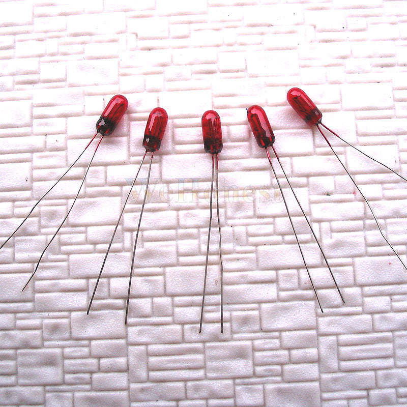 50 pcs Red 3mm 12V 80mA Grain of Wheat Bulbs Long Life