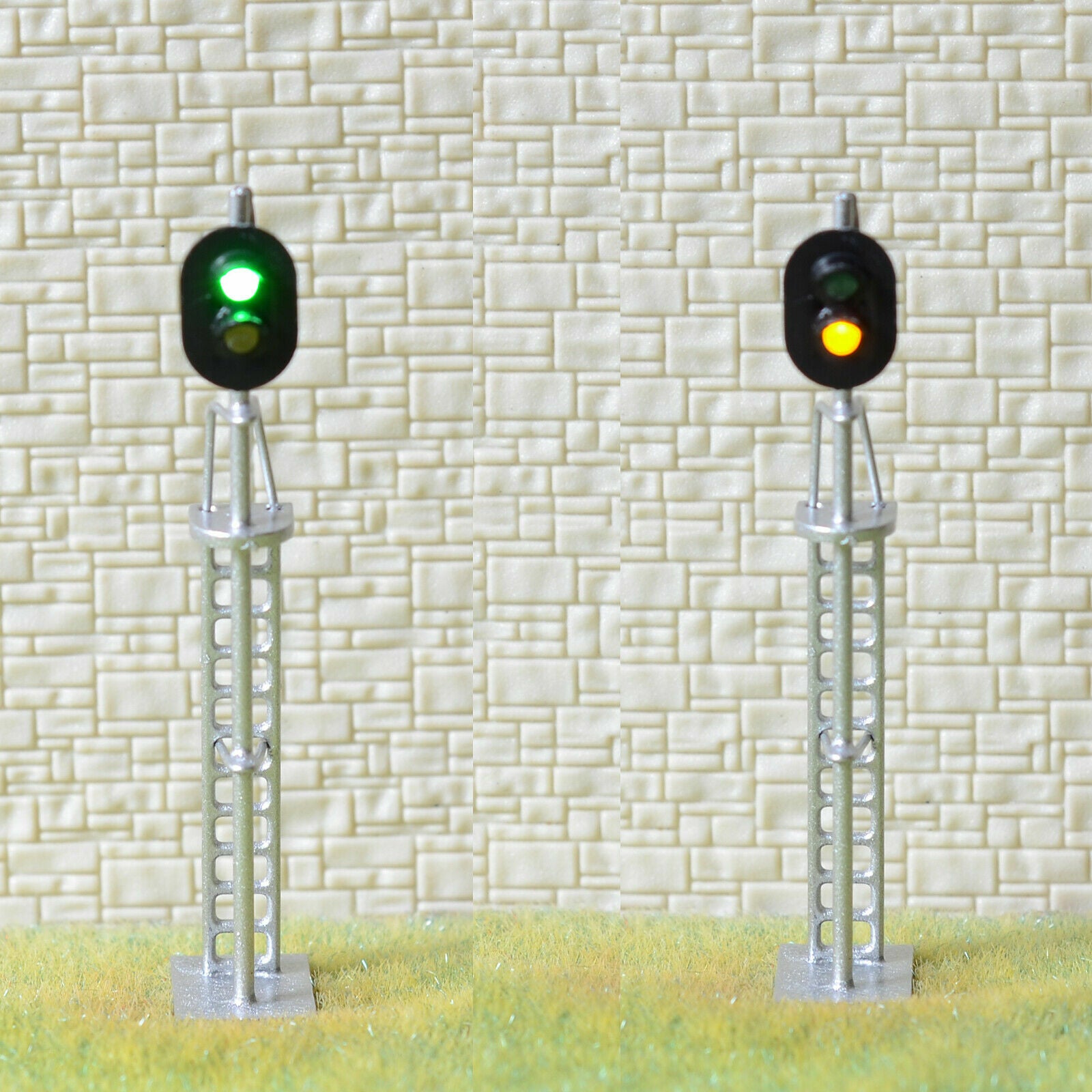 1 x HO /OO scale model railroad block signal LED made 2 aspect green over yellow