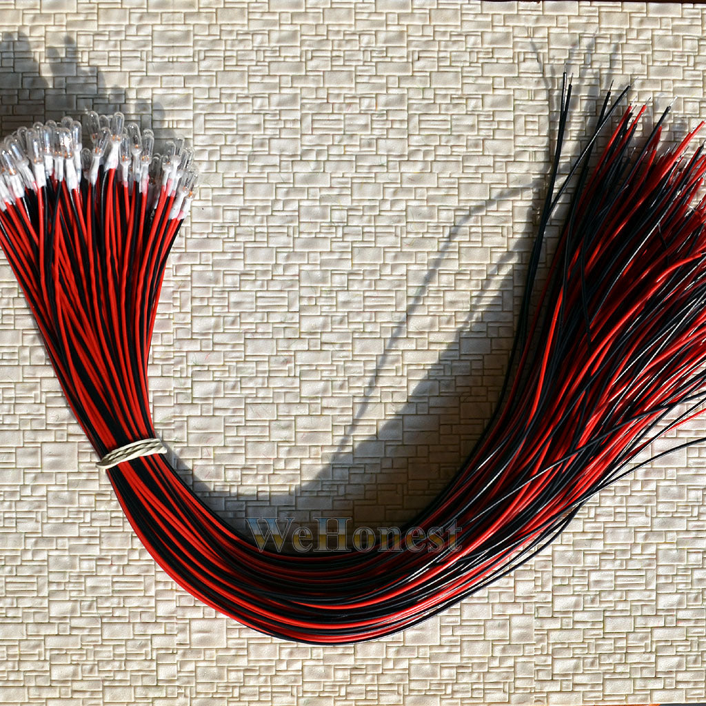 30 pcs Clear Pre-Wired 30cm wires Grain of Wheat Bulbs 3mm 16V 70mA Mini Bulbs