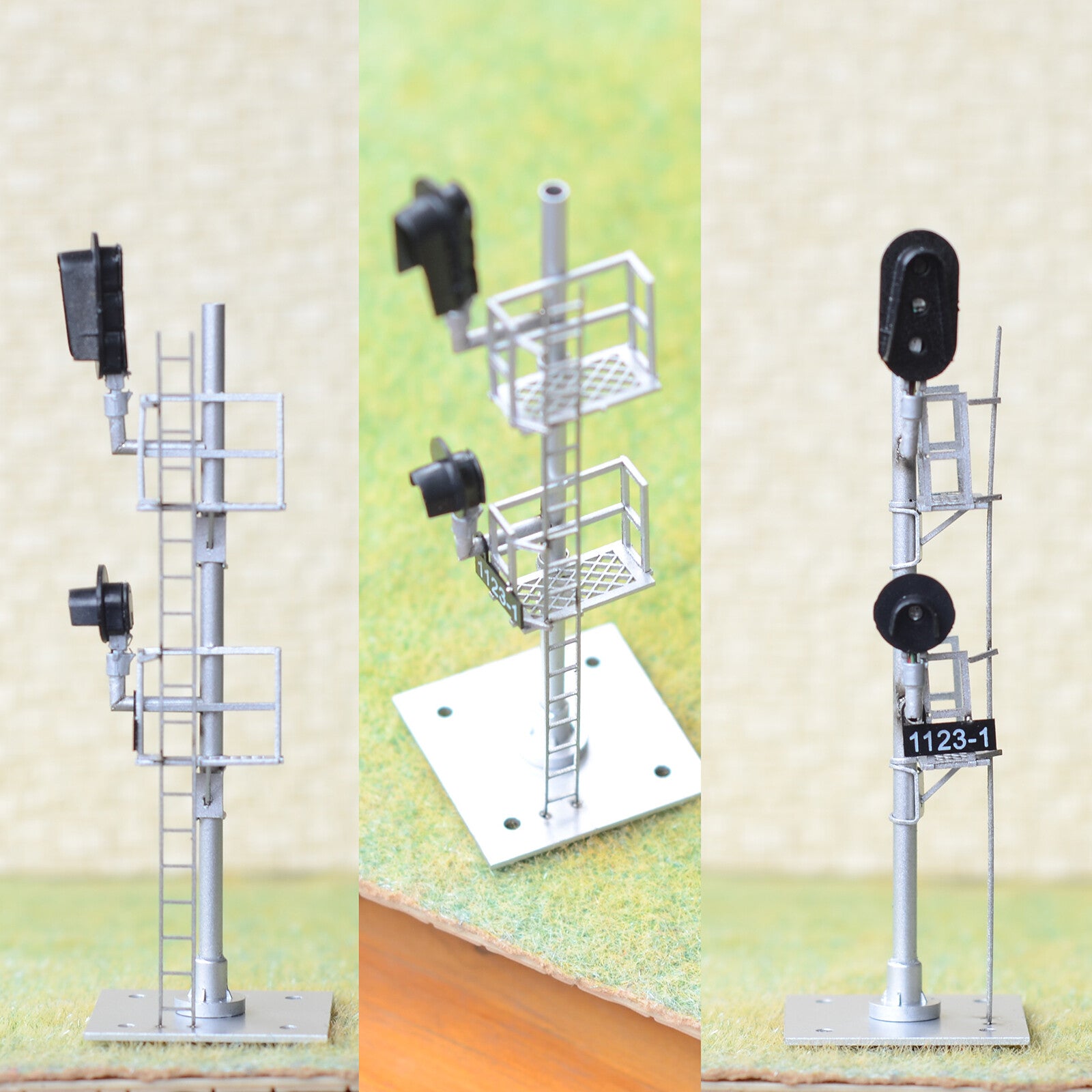 1 x HO scale model 3 colors block signal full sunshield 3+1 targets metal #F31