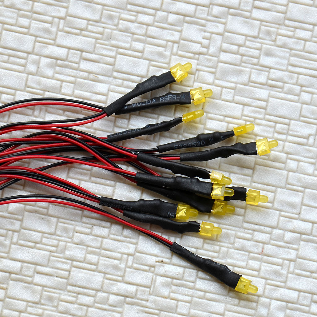 20 pcs Pre-Wired 2mm Yellow LEDs prewired resistor for 12V - 18V DC use