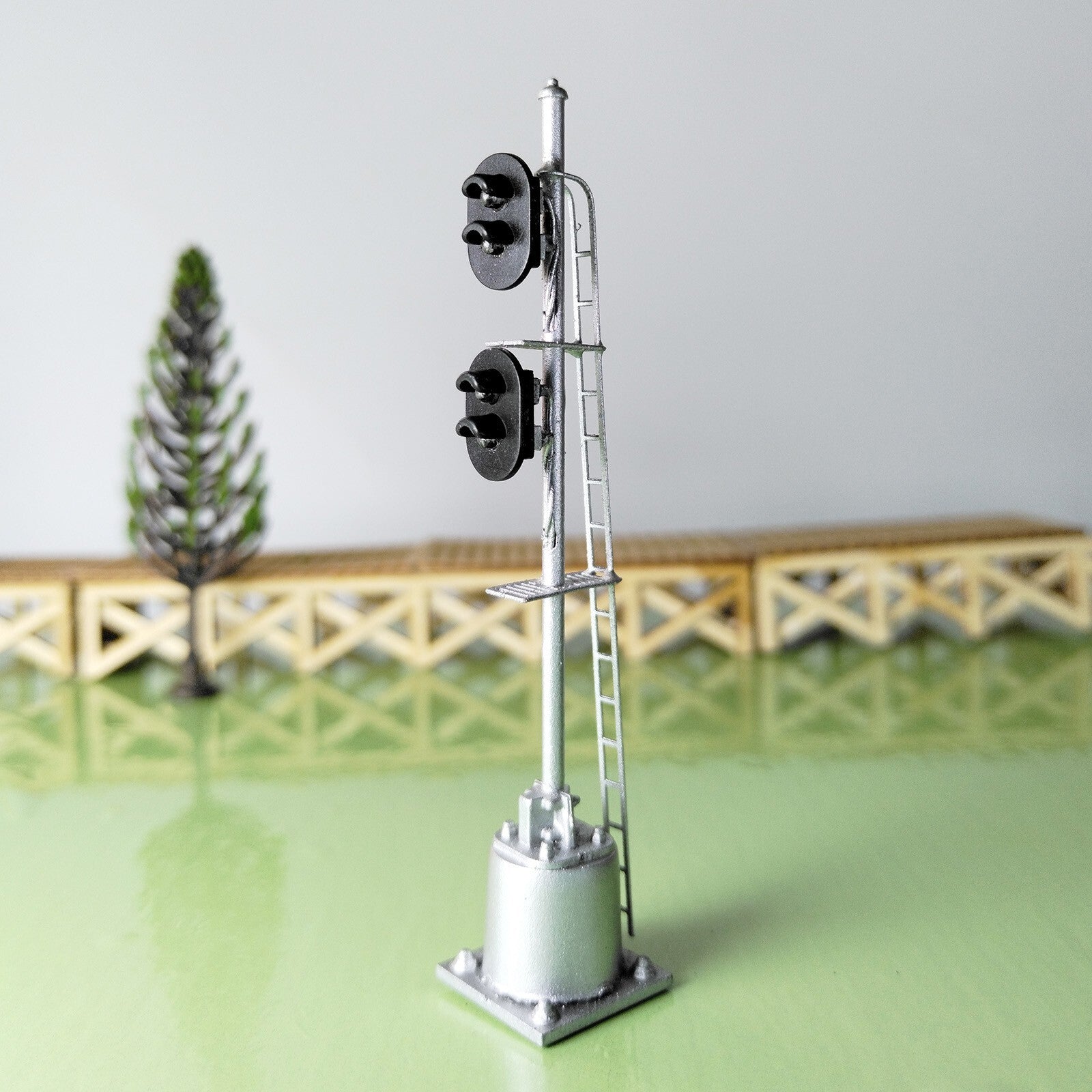 1 x HO scale model railroad 2 heads 2 aspects block signal LED made #K22Sp