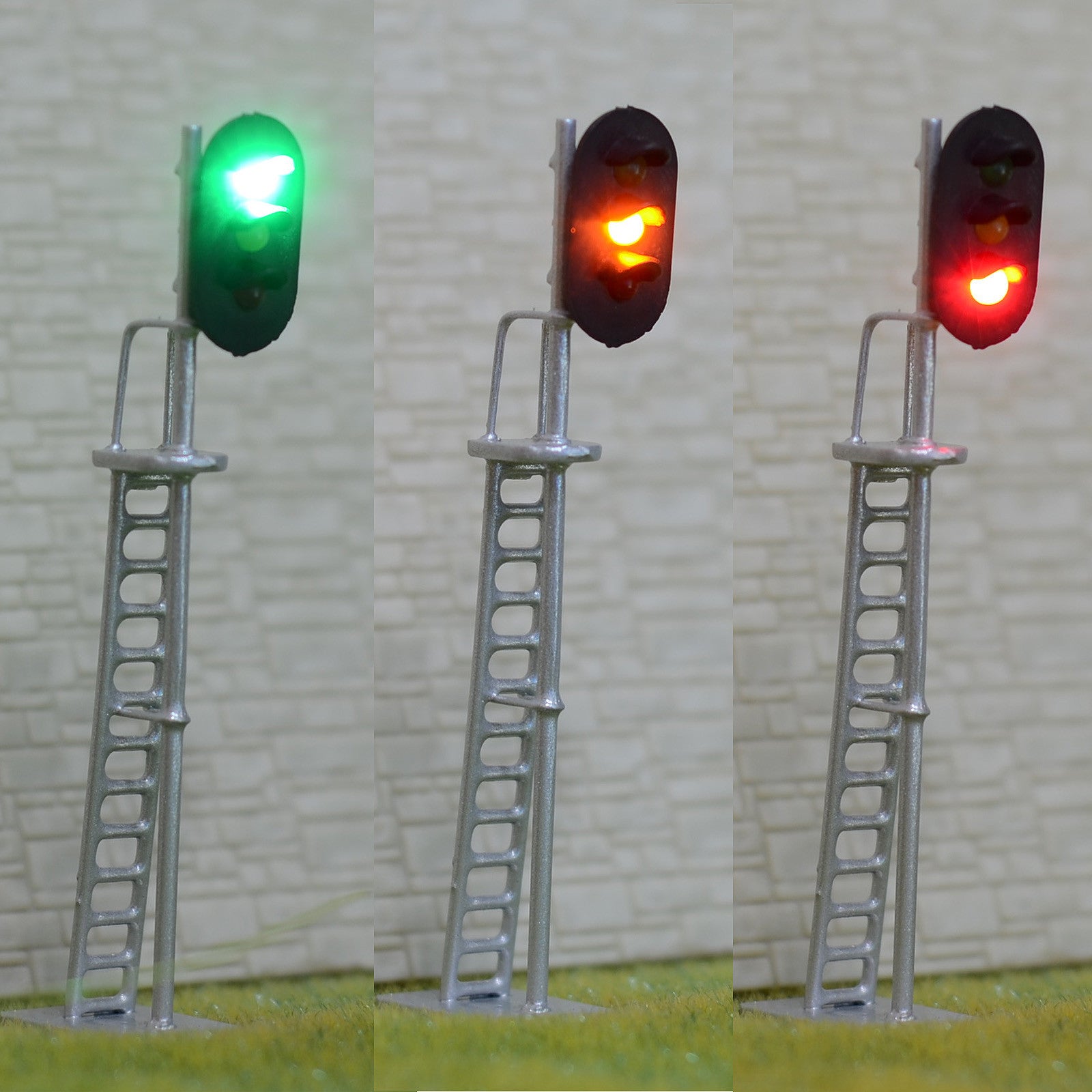 Sale 1 x HO / OO Scale Model Train Block Signals Railroad LED Light Silver #S3RH
