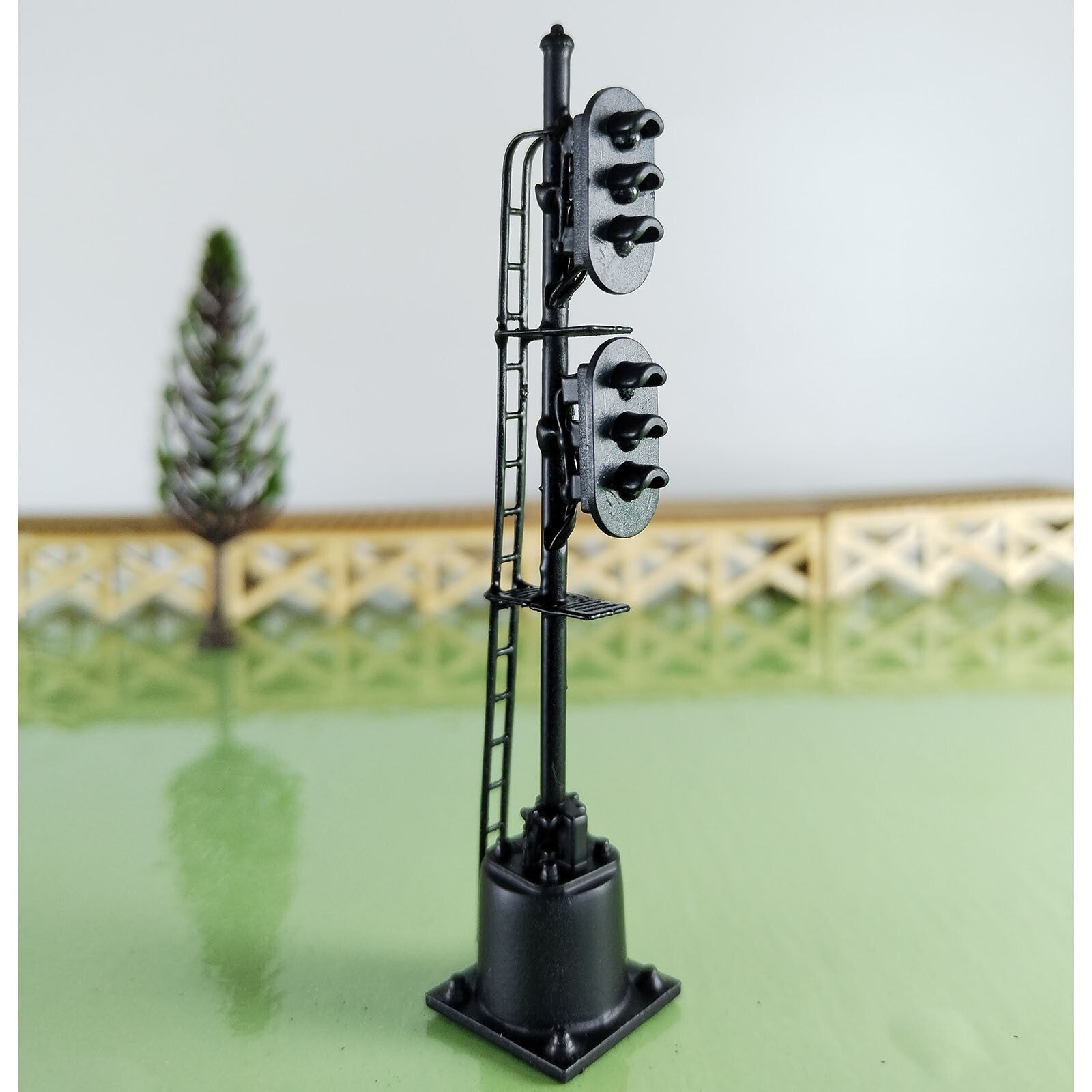 1 x HO scale model railroad 2 heads 3 + 3 aspects block signal LED made #K33SpBK