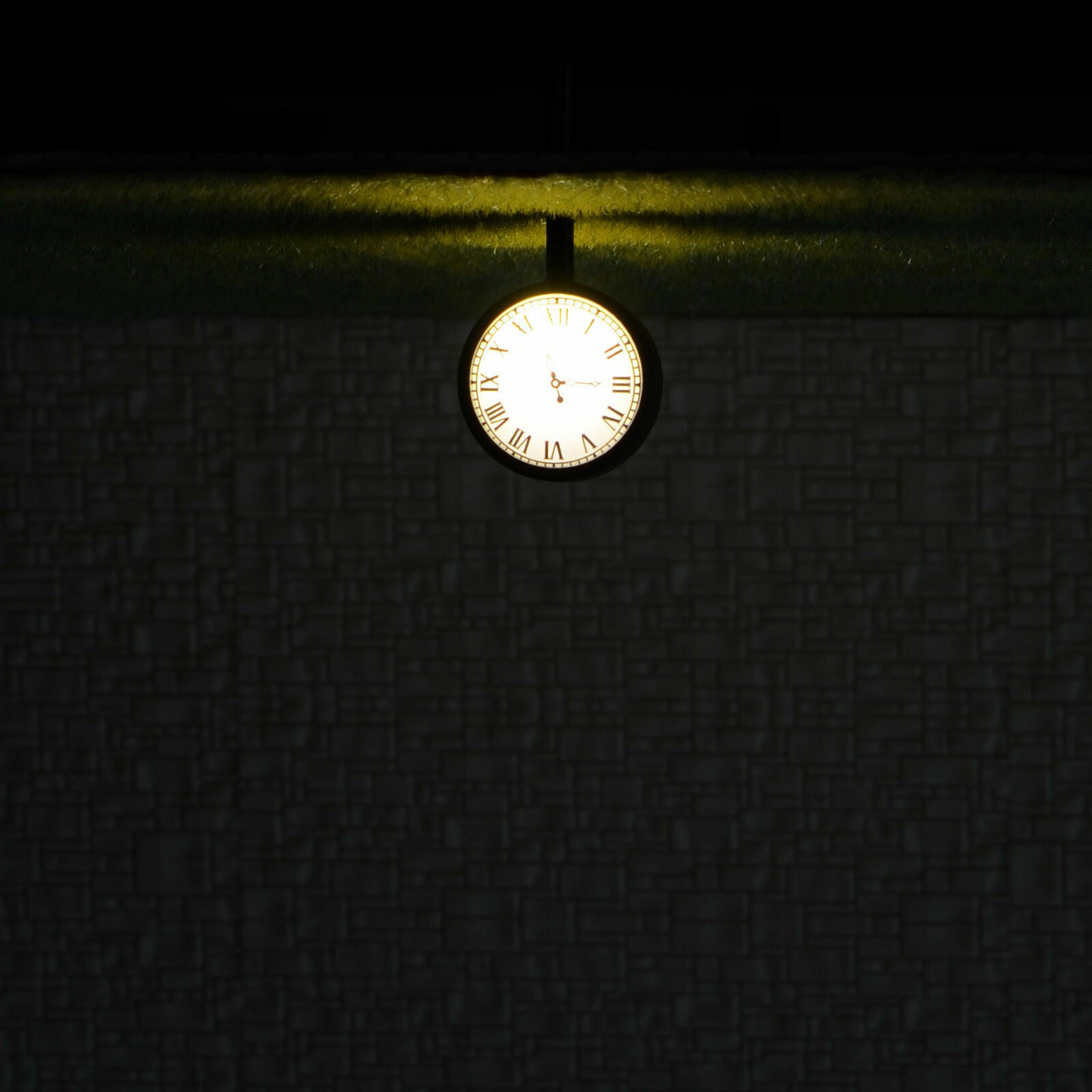 1 x O scale antique station clock platform ceiling LED light illuminated 2 sides
