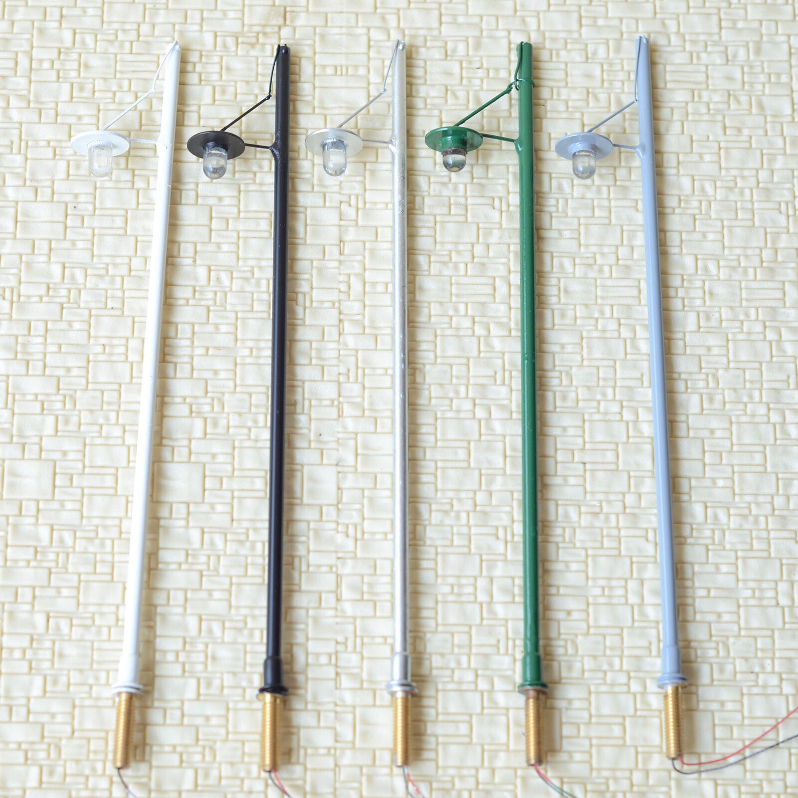 10 x O scale 1:48 model train railroad street light LED lamppost path lamp #R7BG