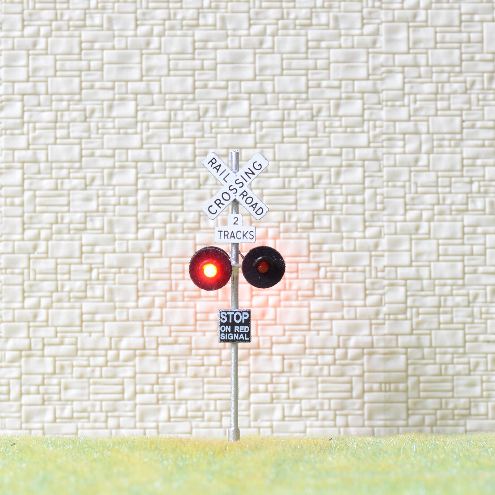 1 x OO / HO scale railroad crossing signal LED made 4 target faces silver #2SL4