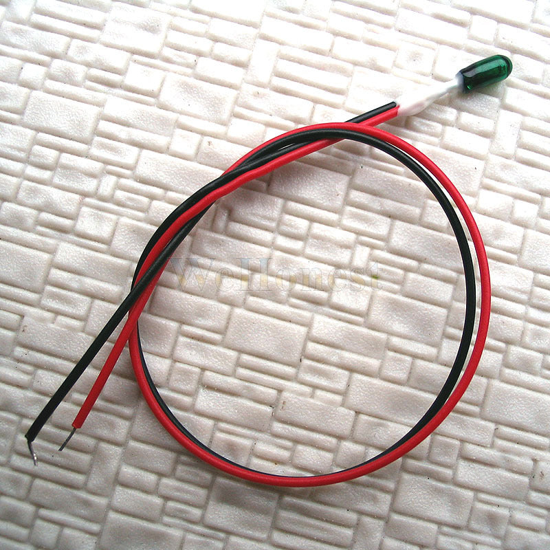 Grain of Wheat = 20 pcs 3mm Green 12V 80mA wired Bulbs