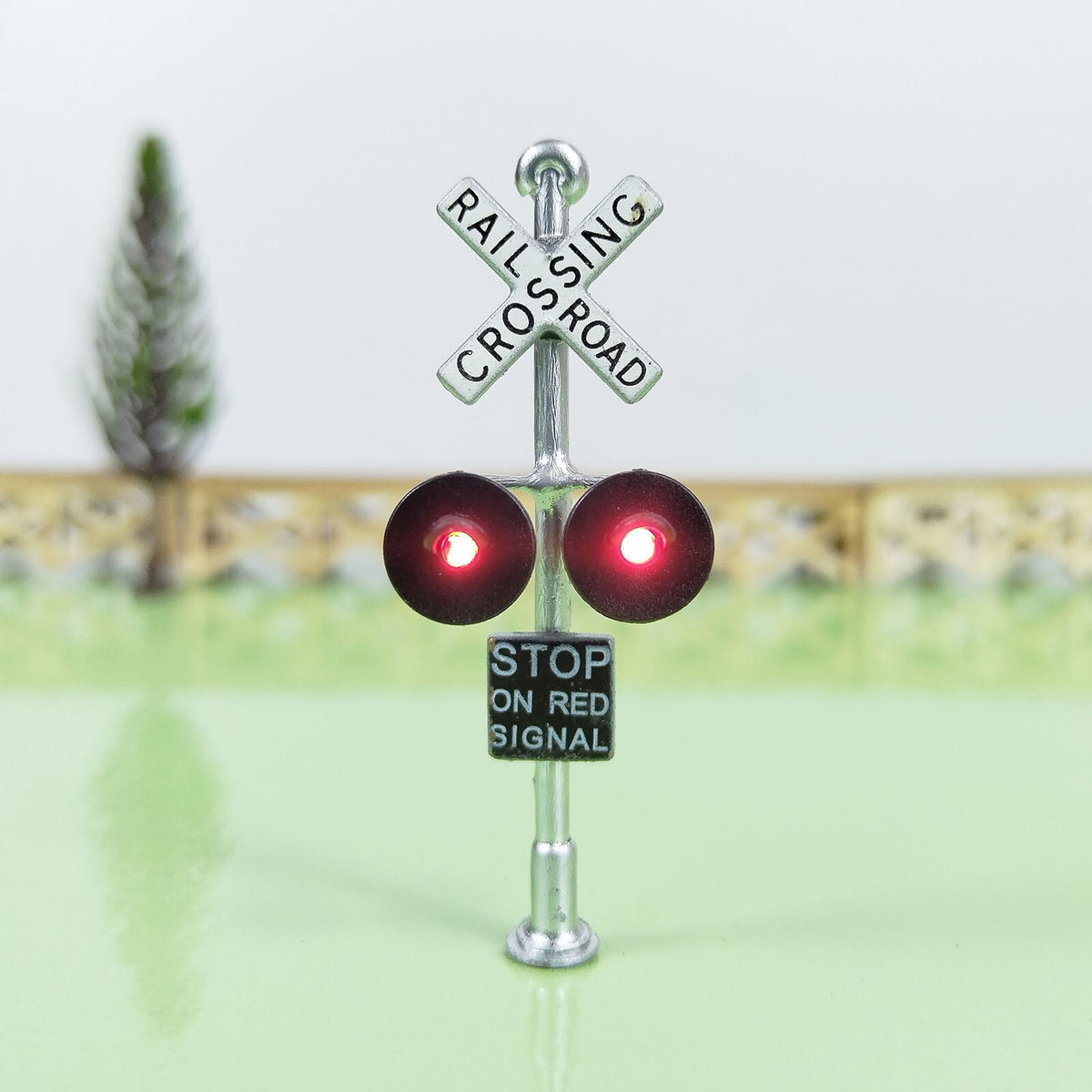 1 x HO scale railroad grade crossing signals LED made with bell sign
