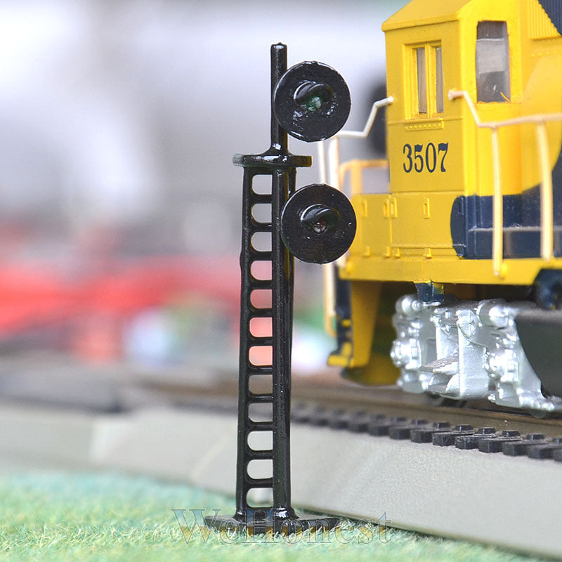 5 pcs HO Scale 1:87 LED Railroad Signals 2 single aspect Block Signal Green/Red