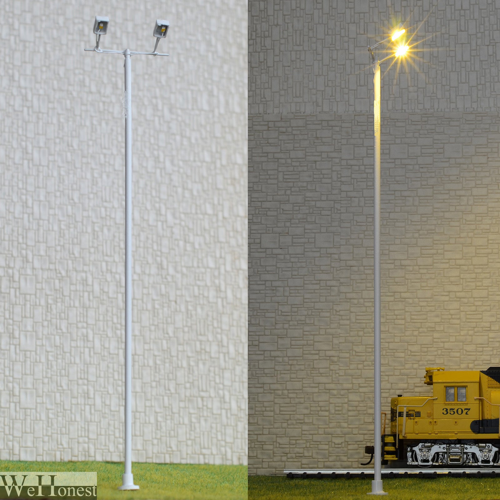 1 x O scale Plaza Lamp post Model led street light floodlight Square Lamp #012