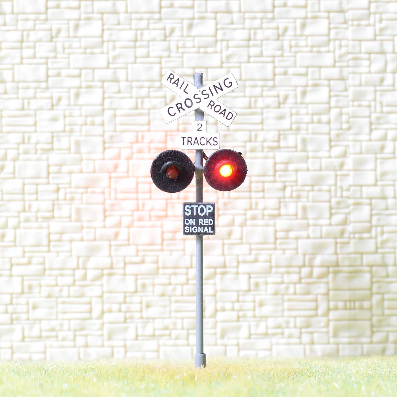 1 x OO / HO scale railroad crossing signal LED made 4 target faces silver #2GR4X