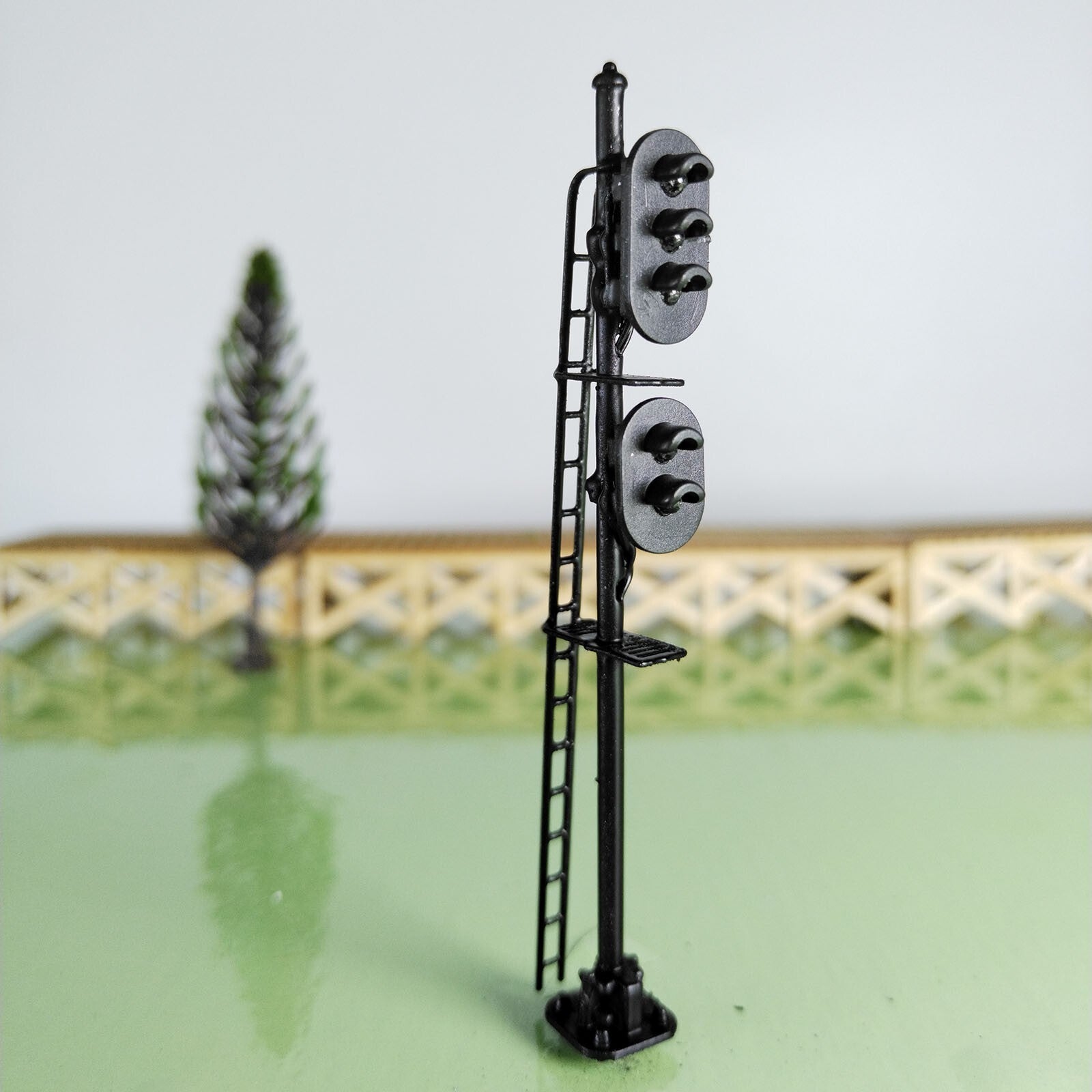 1 x HO scale model railroad 2 heads 2 + 3 aspects block signal LED made #K32SgBK