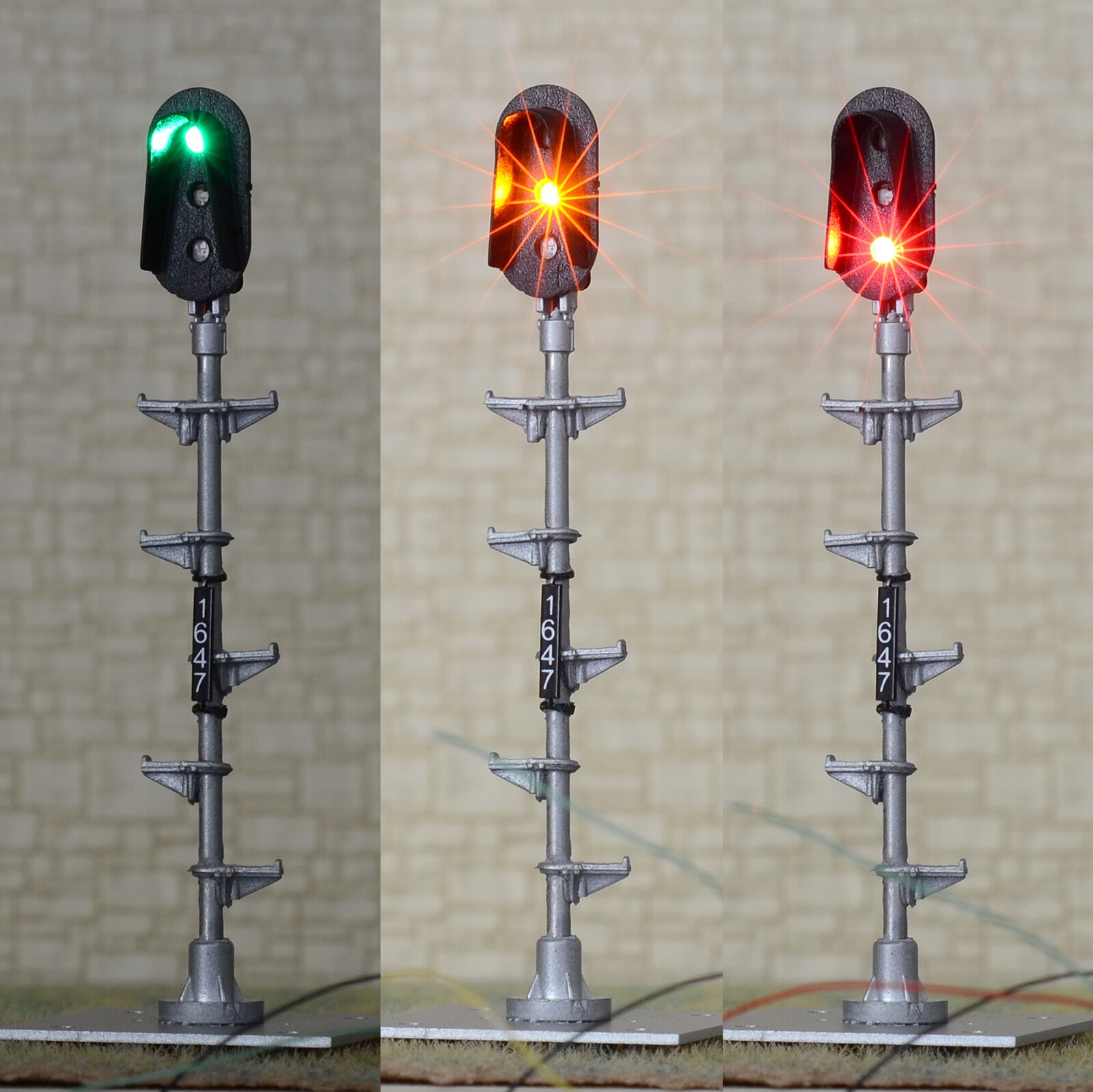 1 x HO scale 3 colors block signal with foot pedal full sunshield /w stand #P3s