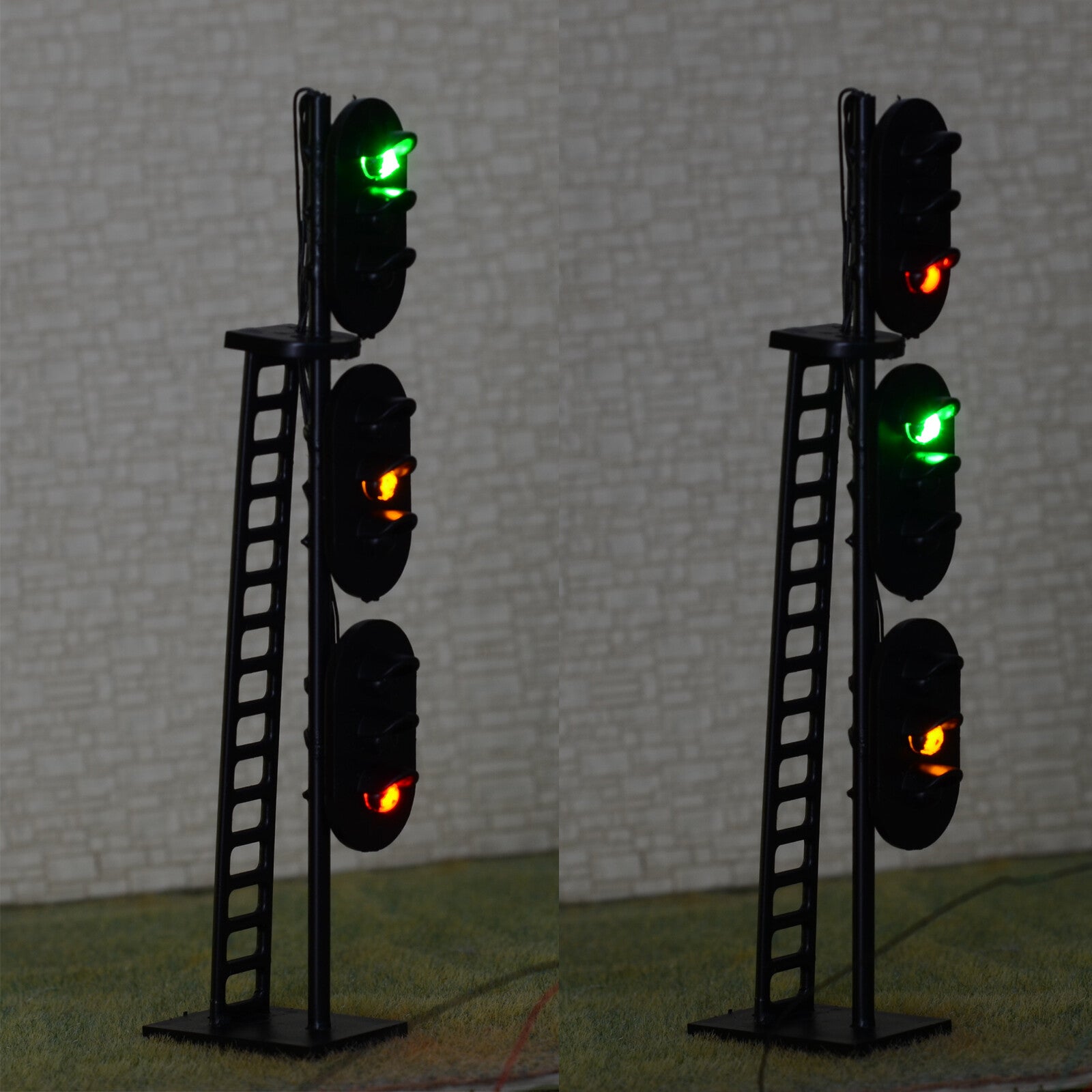 1 x O scale railroad block signals 3 target faces 3 aspects green/yell