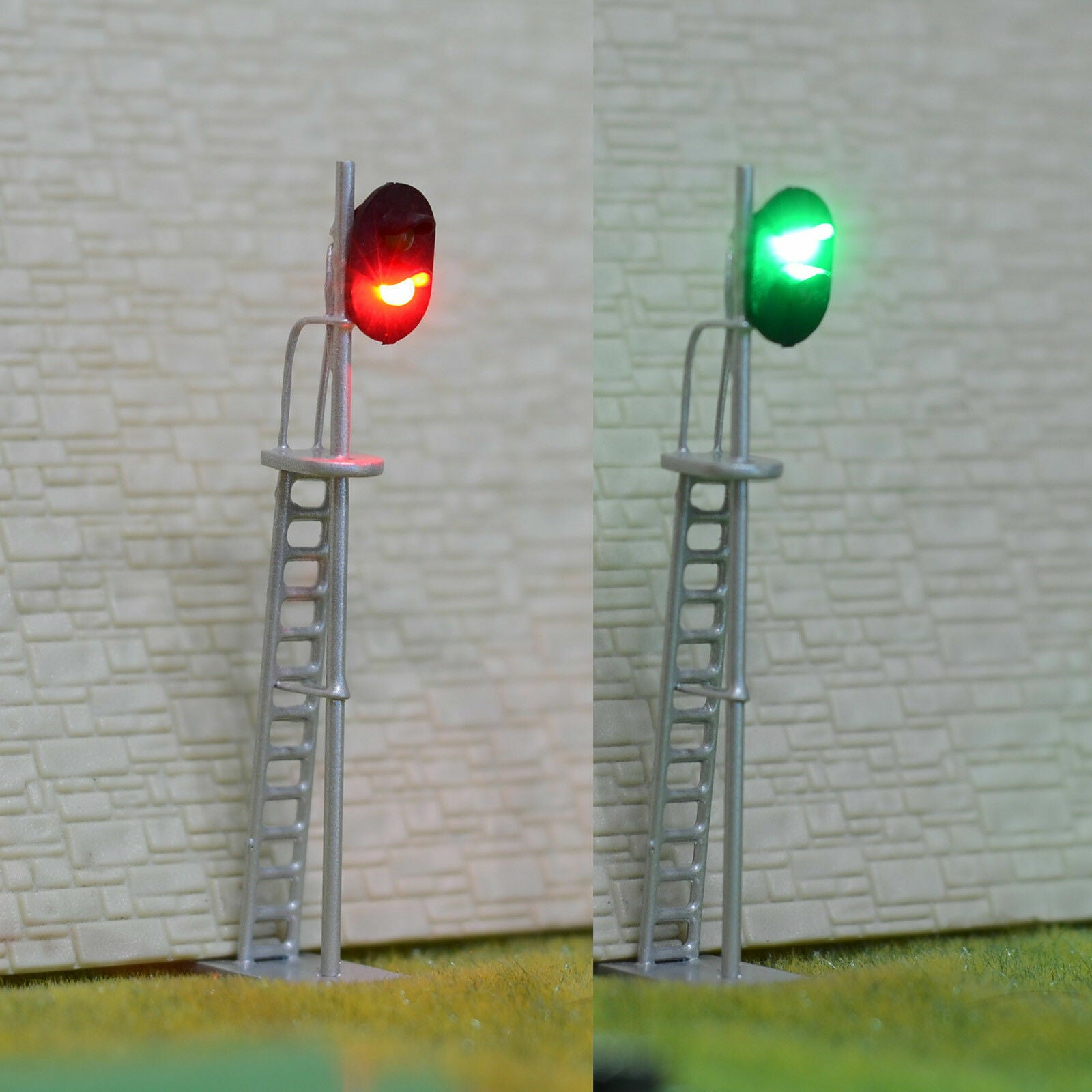 1 x HO / OO scale model railroad block signal 2 aspects LED light silver #S2LH