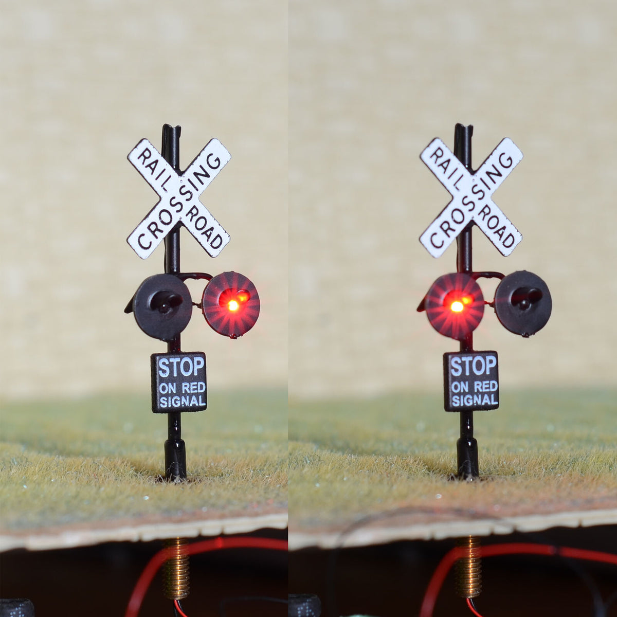 1 x HO scale railroad grade crossing signals common+ LEDs made single