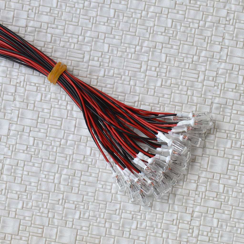 30 pcs Clear Pre-Wired Grain of Wheat Bulbs 4.7mm 12V 100mA Mini Bulbs