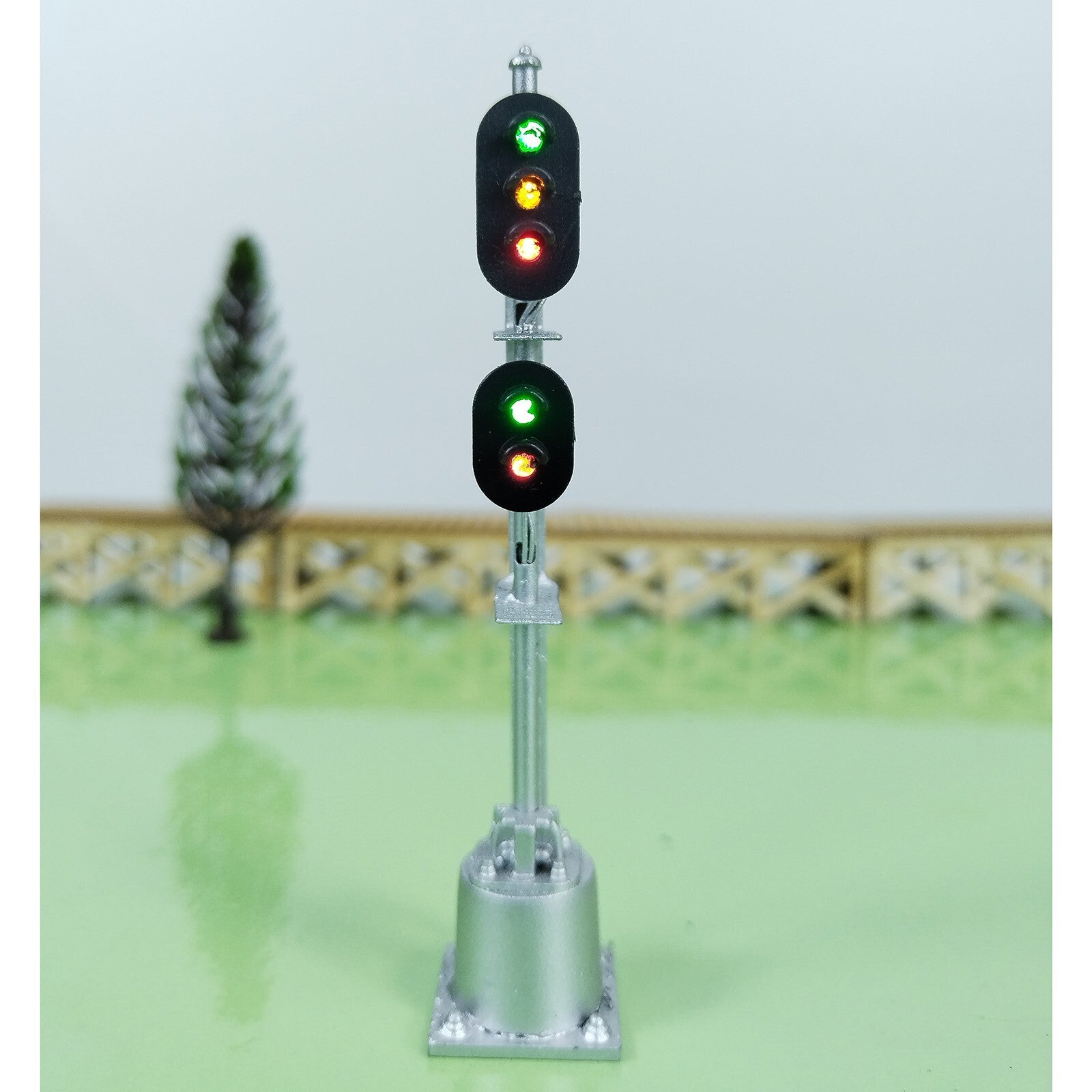 1 x HO scale model railroad 2 heads 2 + 3 aspects block signal LED made #K32Sp