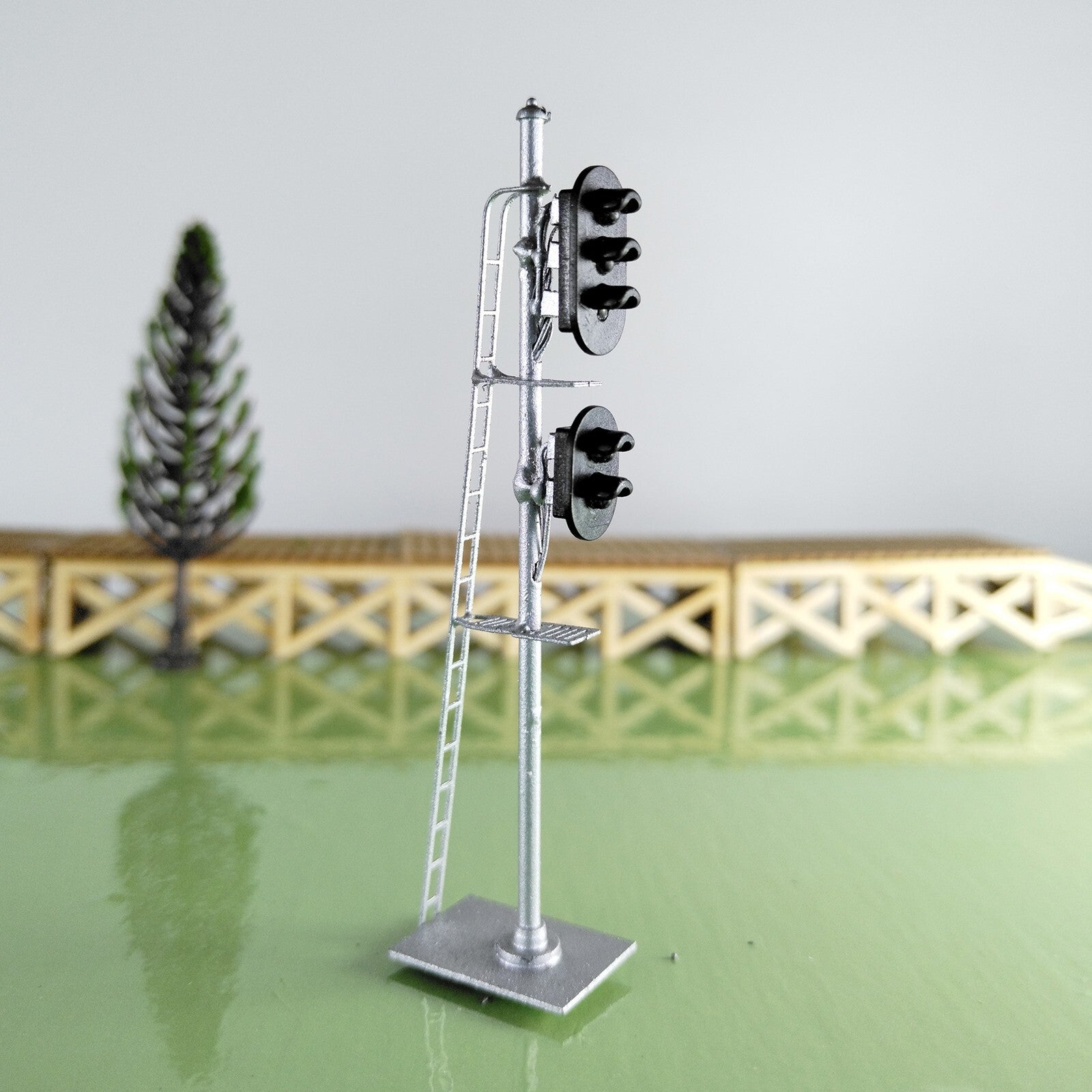 1 x HO scale model railroad 2 heads 2 + 3 aspects block signal LED made #K32Sr