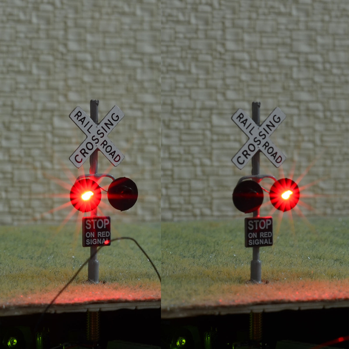 1 x HO scale railroad grade crossing signals common+ LED made single s