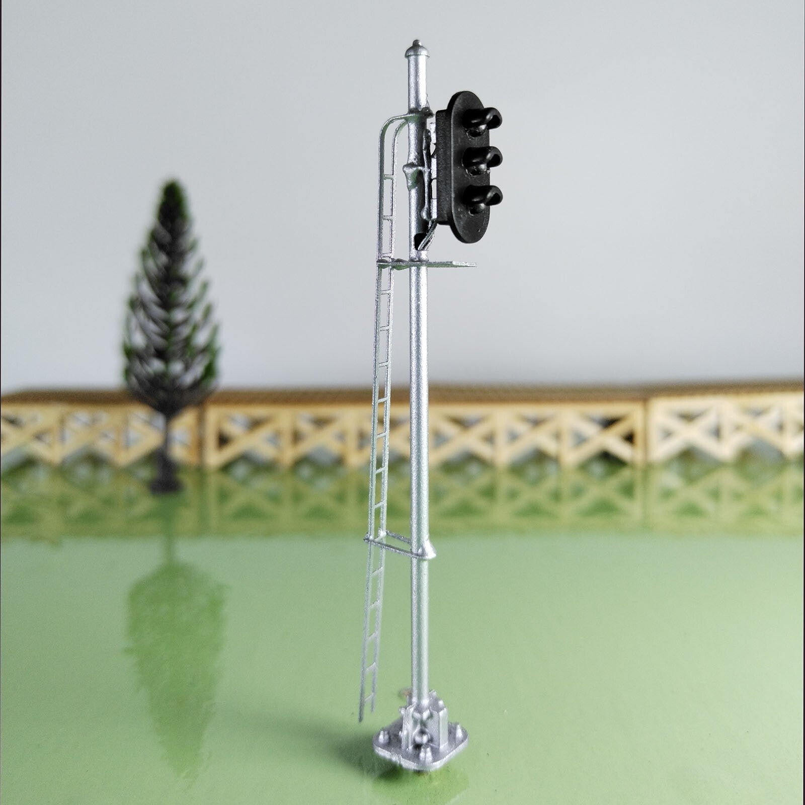 1 x HO scale model railroad 3 aspects block signal LED 3 colors silver #K03Sg