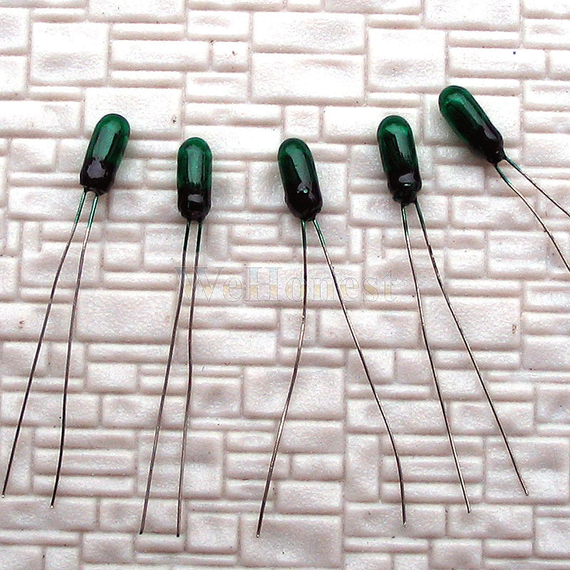 50 x Green 3mm 12V 80mA Grain of Wheat Bulbs Long Life