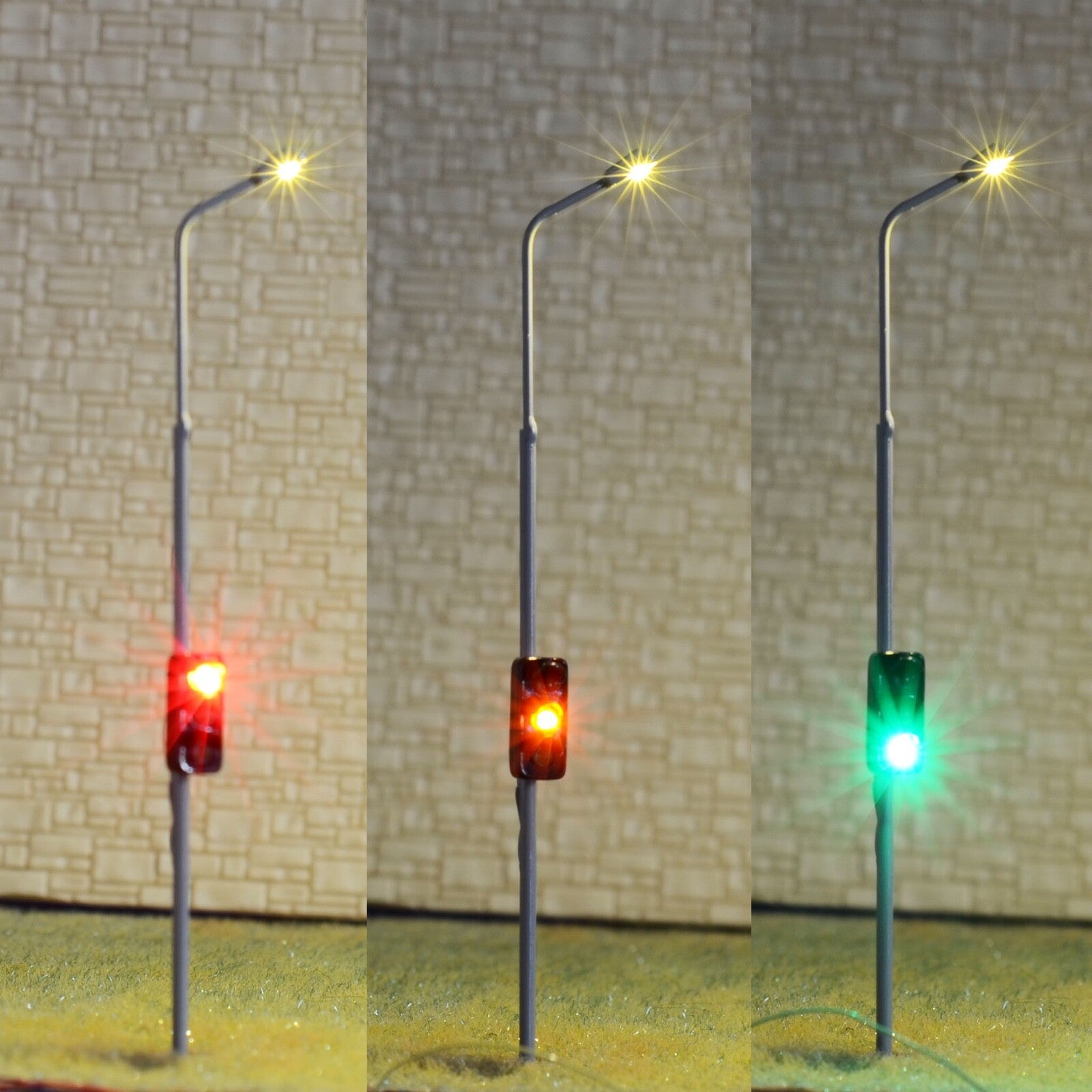 2 x HO / OO scale model railroad traffic signal combined street light #col1TB