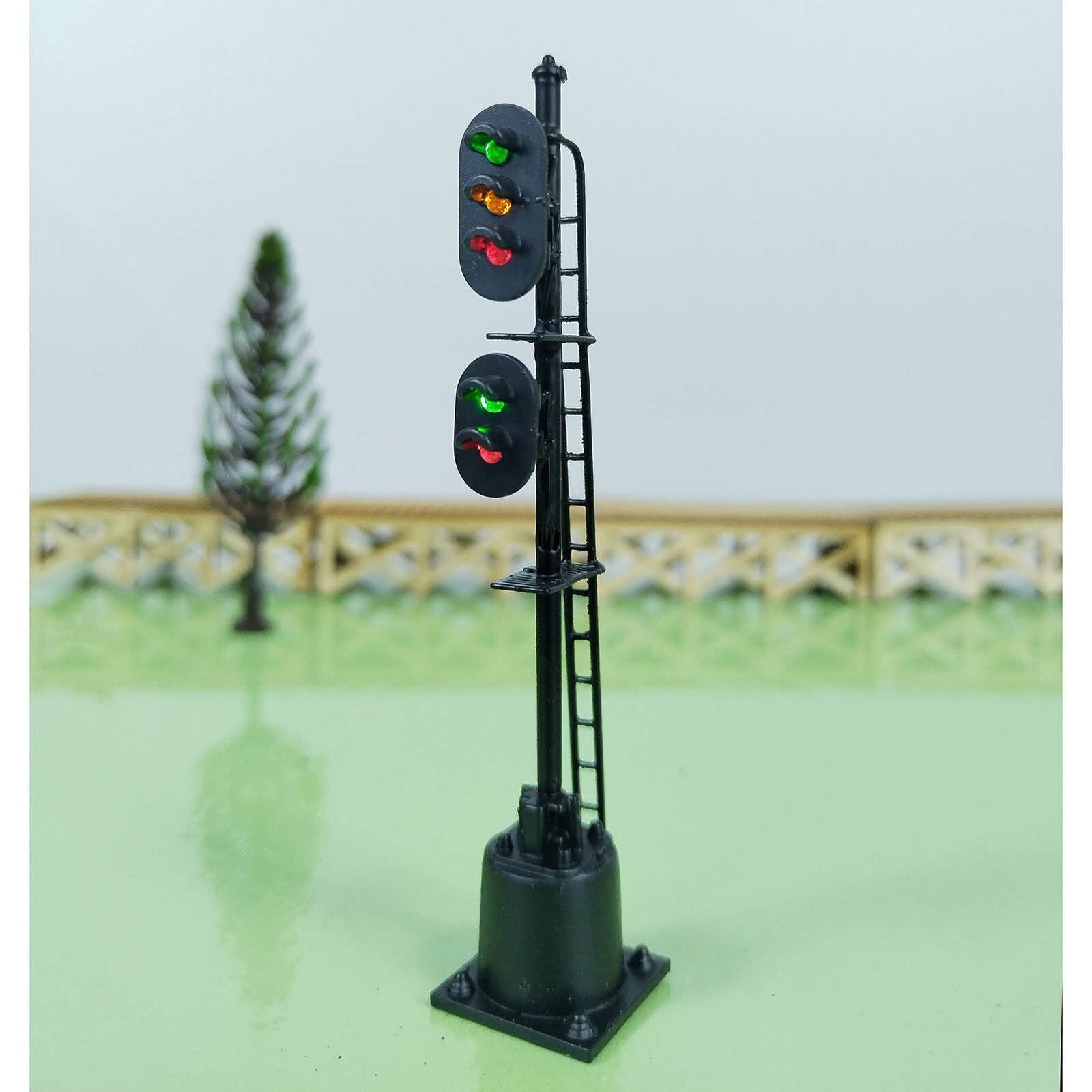 1 x HO scale model railroad 2 heads 2 + 3 aspects block signal LED made #K32SpBK