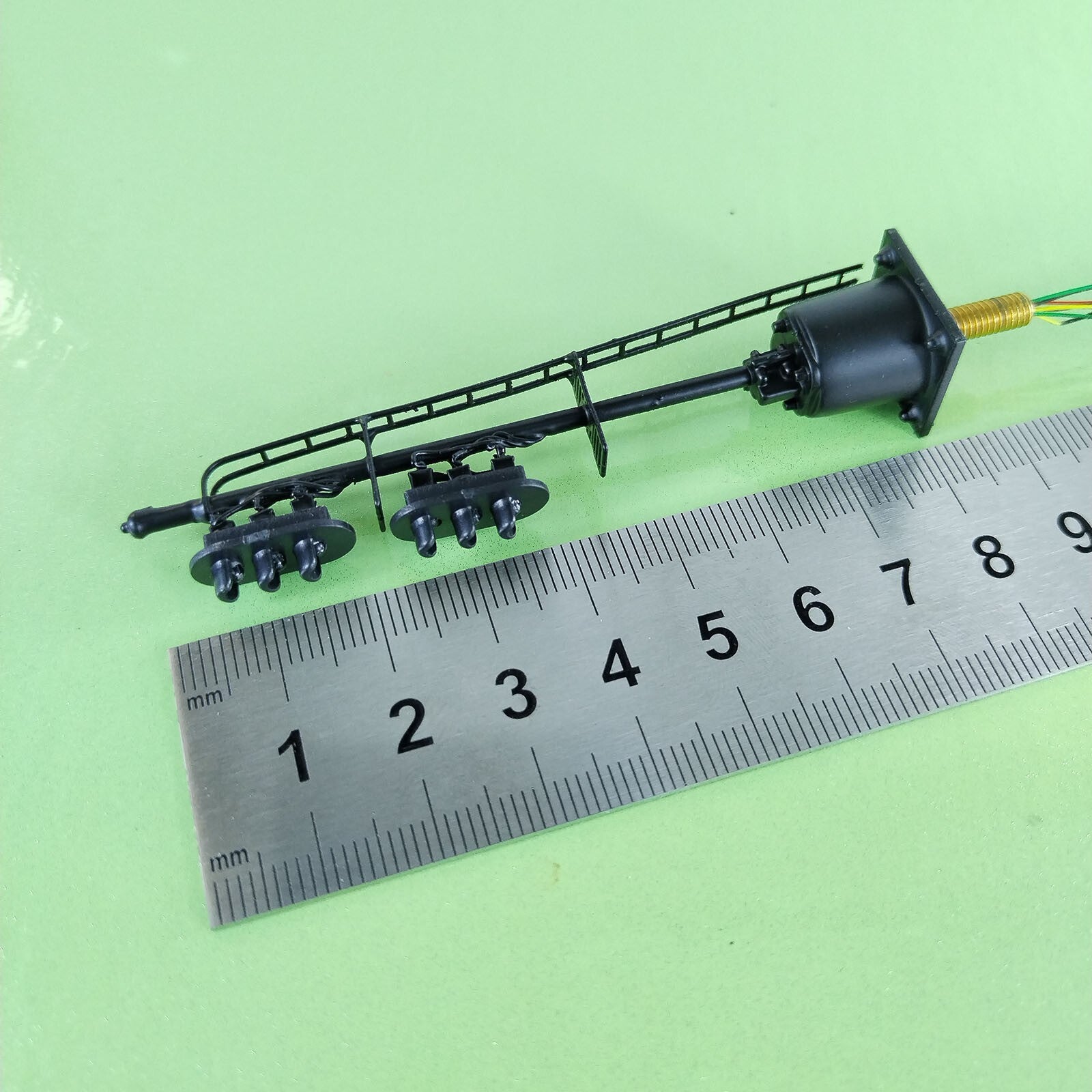 1 x HO scale model railroad 2 heads 3 + 3 aspects block signal LED made #K33SpBK