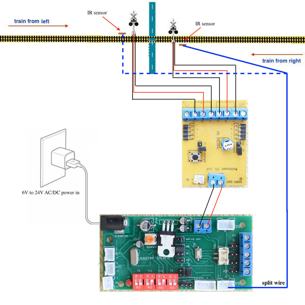 1 set N crossing signals + automatic IR sensors controller by train de