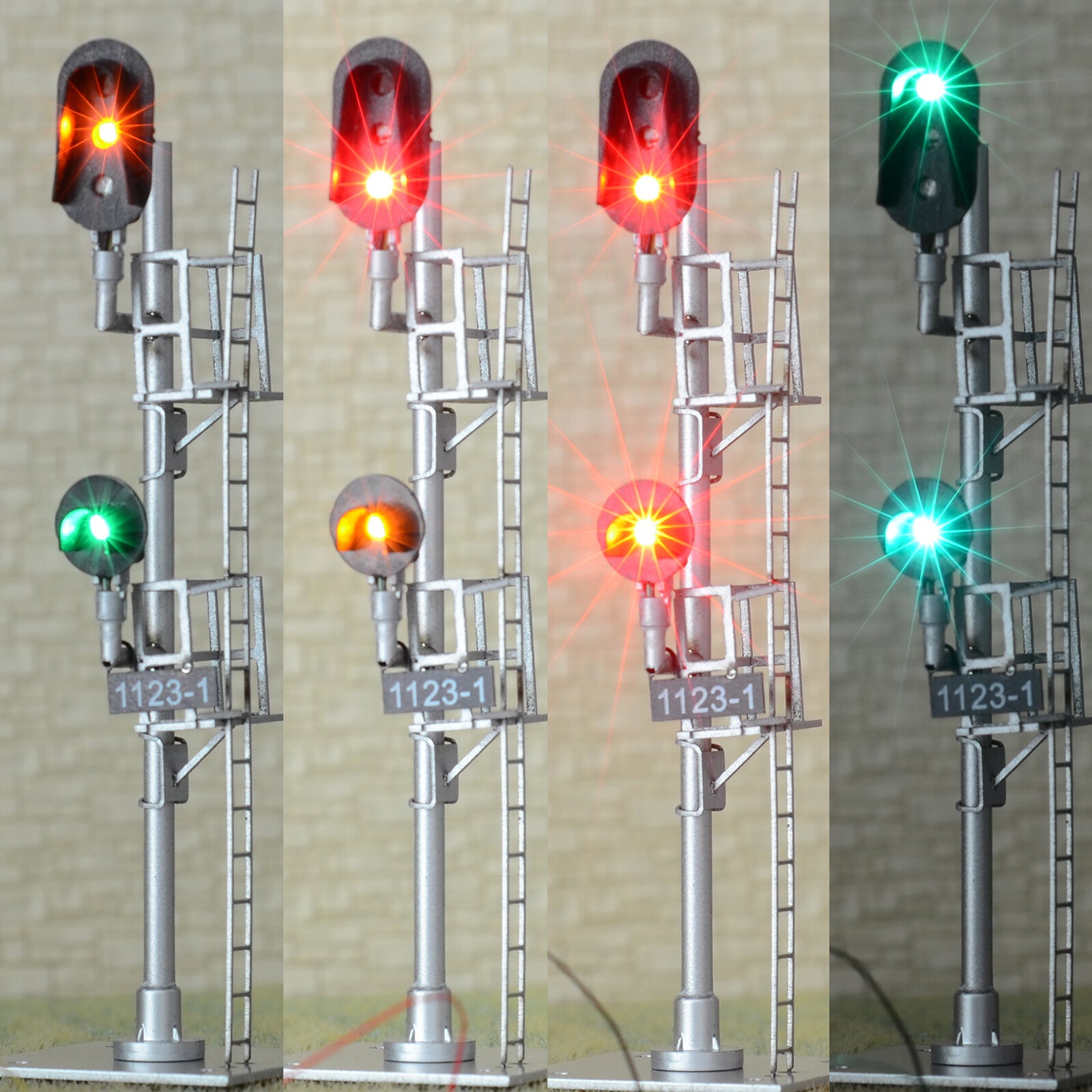 1 x HO scale model 3 colors block signal full sunshield 3+1 targets metal #F31