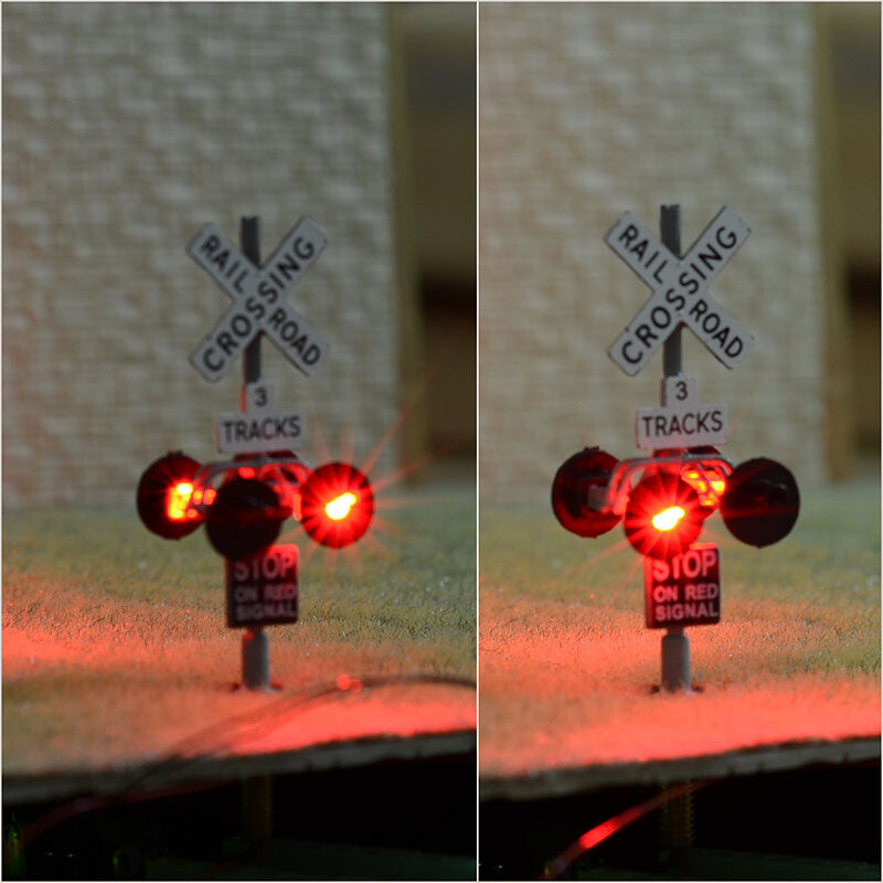 1 x HO scale 3 tracks grade crossing signals common+ LED made 4 target