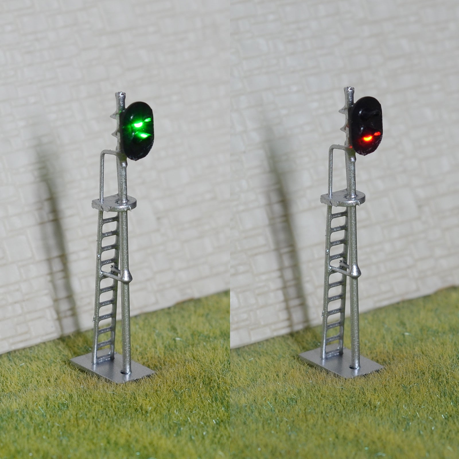 1 x HO scale model train block signal railroad LED light 2 aspect silver #87S2MD