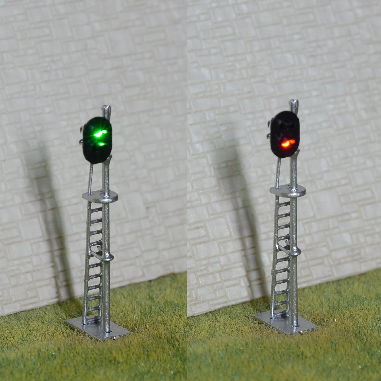 1 x HO scale model train block signal railroad LED light 2 aspect silver #87S2RS